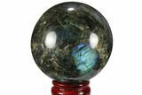 Flashy, Polished Labradorite Sphere - Great Color Play #99385-1
